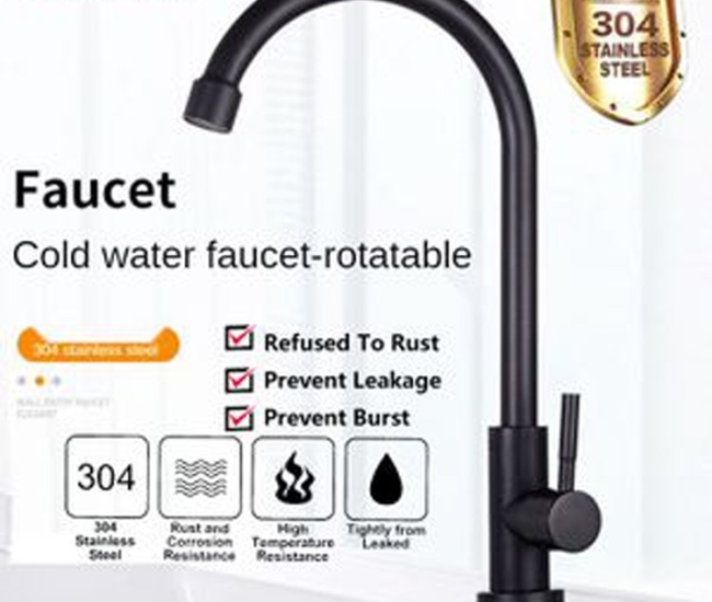 Black Stainless Steel Cold Kitchen Faucet