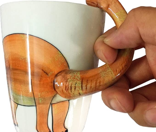 Long Neck Dinosaur Handle Ceramic Mug