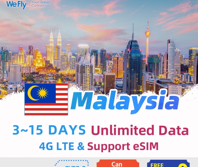 Wefly Malaysia SIM Card 4G LTE High speed Data Unlimited Data 1-10 days Support eSIM Maxis